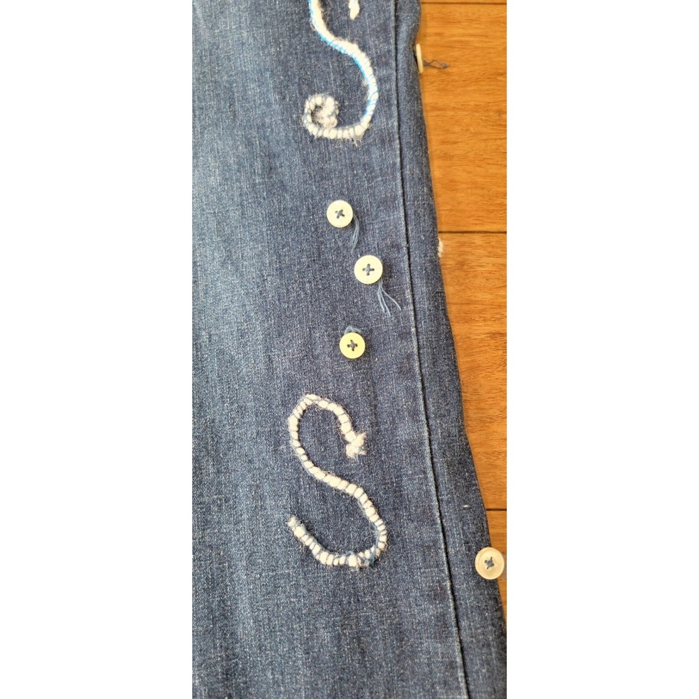 Vintage Y2K Lace Up Jeans Women's Size 31 Flared Leg Embroidered 90s 2000s - Picture 4 of 10